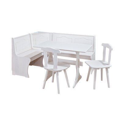 Ensemble table + banc + 2 chaises en pin massif blanc - RISOUL