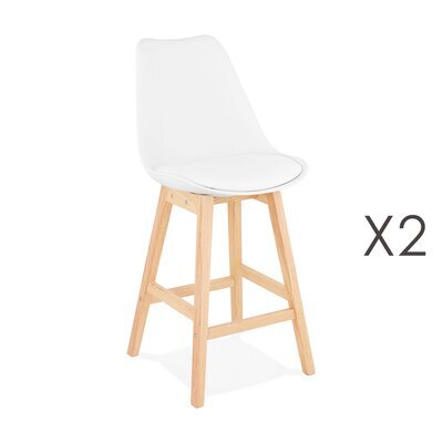 Lot de 2 chaises de bar design 48x102x56 cm blanc - ELO