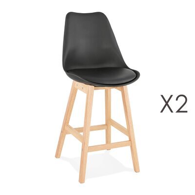 Lot de 2 chaises de bar design 48x102x56 cm noir - ELO
