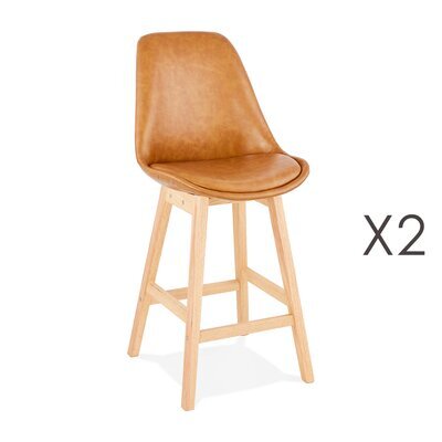 Lot de 2 chaises de bar design 48x102x56 cm marron - ELO