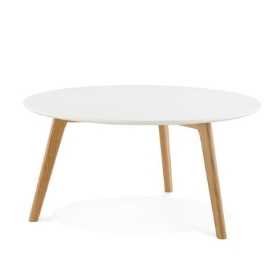 Table basse 90x90x45 cm en bois blanc et naturel - BALTIC