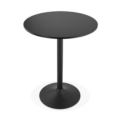 Table de bar ronde 90 cm en bois noir et métal noir - BARMAN