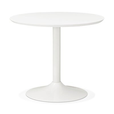 Table à manger ronde 90 cm en bois et métal blanc - FRANKLIN