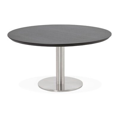 Table basse ronde 90 cm plateau en bois noir et métal - LIVY