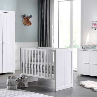 Lit bébé + commode + armoire 2 portes en pin blanc - VICKY