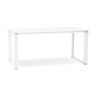 Bureau design 160x80x73 cm en verre blanc - WARNY