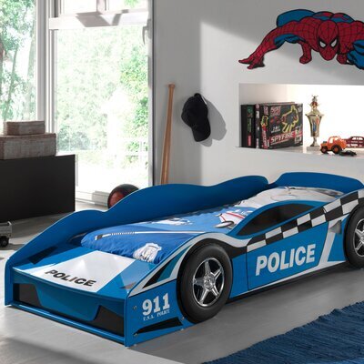 Lit voiture de police 70x140 cm bleu + matelas - CARINO