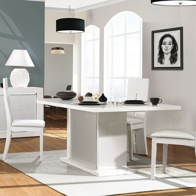 Table à manger 180/225x100x76 cm blanc brillant - FLOYD