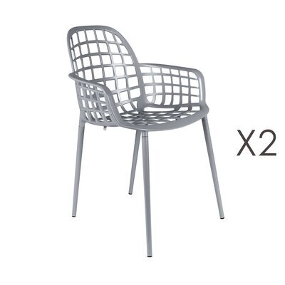 Lot de 2 chaises de jardin en aluminium gris - KUIP