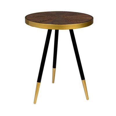 Table d'appoint 44x45 cm en bois marron et or - DENISE