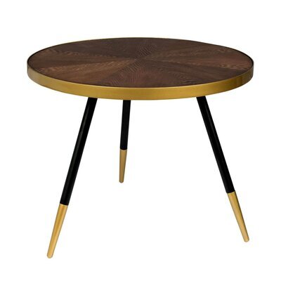 Table basse 61x40 cm en bois marron et or - DENISE