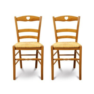 Lot de 2 chaises en hêtre teinté chêne doré