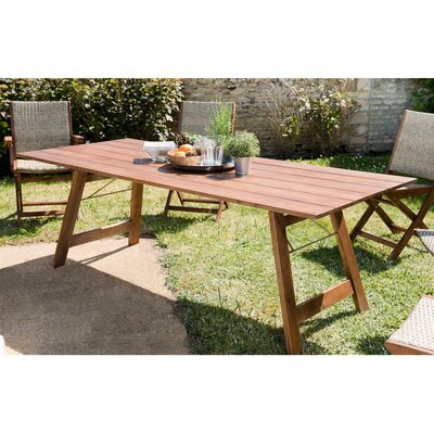 Table rectangulaire pliante 220x90x73 cm en acacia - TUINY