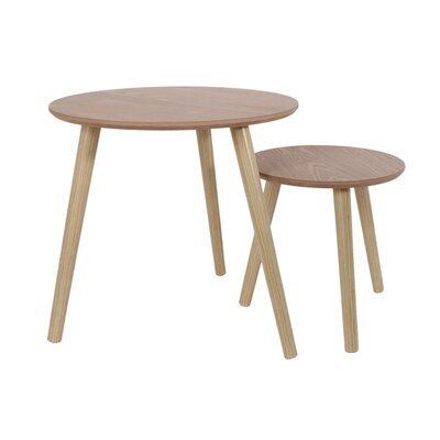 Lot de 2 tables gigognes rondes 48 cm en bois naturel - BALTIC