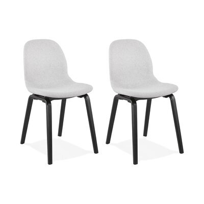 Lot de 2 chaises en tissu gris clair et pieds noirs - MOANA