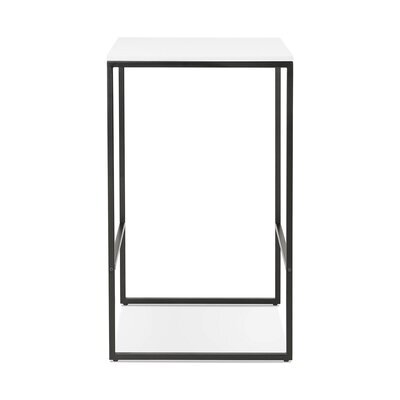 Table de bar carrée 60x102 cm en bois blanc et métal noir