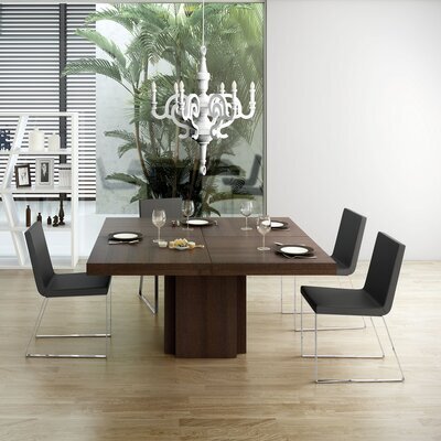 Table à manger carrée 150 cm décor chêne brun - DINNY