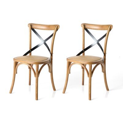 Lot de 2 chaises bistrot 50x55x88 cm en bois naturel