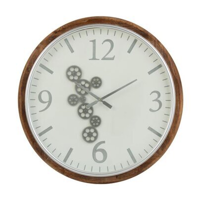 Horloge ronde 75 cm en bois marron et gris