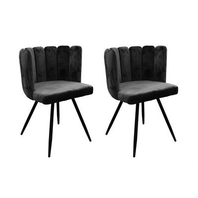 Lot de 2 chaises 52,5x50,5x80 cm en velours noir - HARY