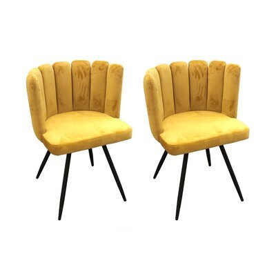 Lot de 2 chaises 52,5x50,5x80 cm en velours jaune - HARY