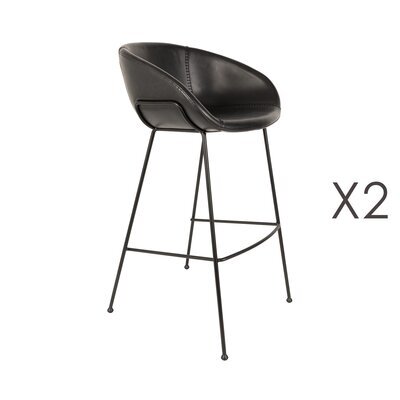 Lot de 2 chaises de bar H76 cm en PU noir - FESTON