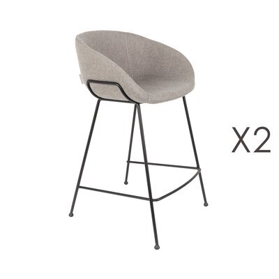 Lot de 2 chaises de bar H65 cm en tissu gris - FESTON