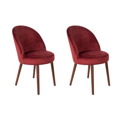 Lot de 2 chaises 51x59x85,5 en velours rouge - BARBARA