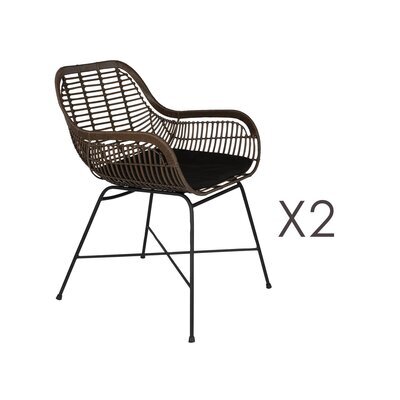 Lot de 2 fauteuils de jardin 52x59x78,5 cm en rotin synthétique
