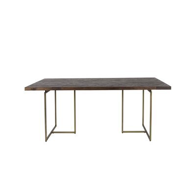 Table à manger 220x90x75 cm décor acacia et laiton - CLASS