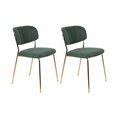 Lot de 2 chaises 49x56,5x79 cm en tissu vert foncé - JULIEN