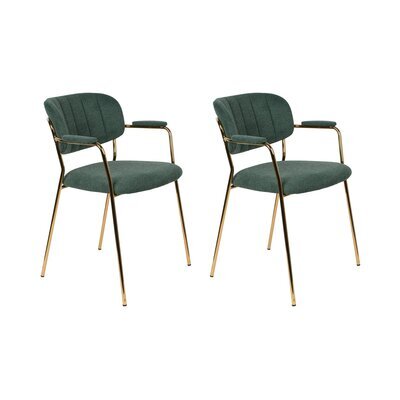 Lot de 2 chaises 60,5x57x79 cm en tissu vert foncé - JULIEN