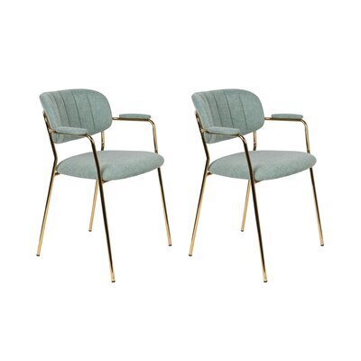 Lot de 2 chaises 60,5x57x79 cm en tissu vert clair - JULIEN
