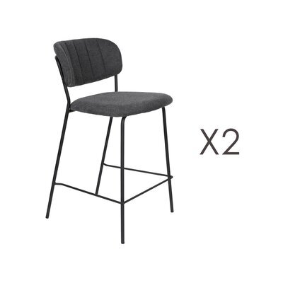 Lot de 2 chaises de bar 48x54x89 cm en tissu gris foncé - JULIEN