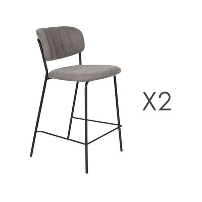 Lot de 2 chaises de bar 48x54x89 cm en tissu gris - JULIEN