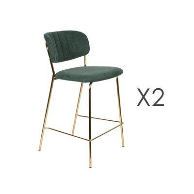 Lot de 2 chaises de bar 48x54x89 cm en tissu vert foncé - JULIEN
