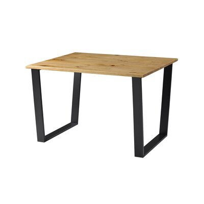 Table à manger 118x50x76 cm en bois massif et métal noir - HOLLY