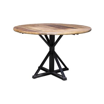 Table à manger ronde 120x78 cm en bois et métal noir