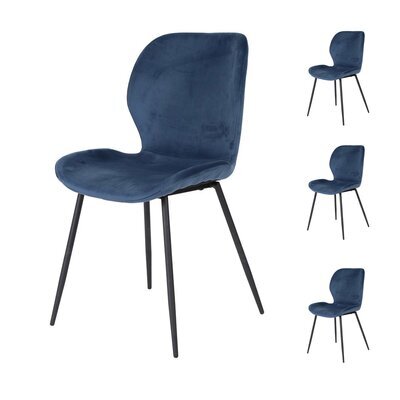 Lot de 4 chaises en velours bleu foncé - SORAYA