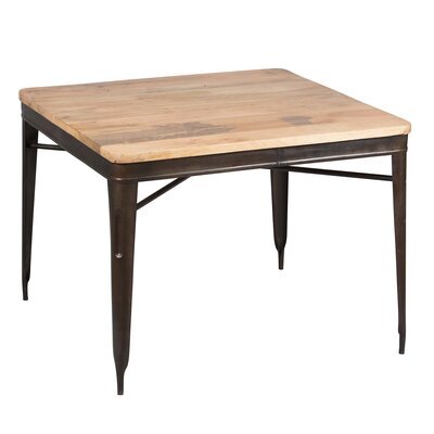 Table à manger carrée 100 cm en bois recyclé et métal
