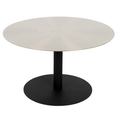 Table basse ronde 60x35 cm en métal argenté et noir - SNOW