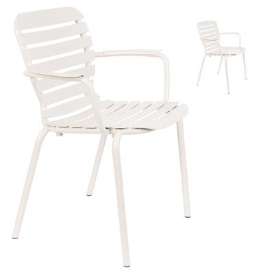 Lot de 2 chaises de jardin avec accoudoirs en aluminium blanc - VONDEL