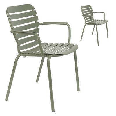 Lot de 2 chaises de jardin avec accoudoirs en aluminium vert - VONDEL