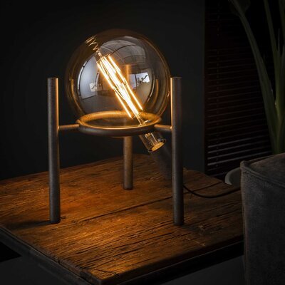Lampe de table vintage 28x28x34 cm en métal argent vieilli - AMP