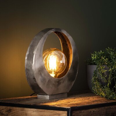 Lampe de table lune en métal finition argent vieilli - AMP