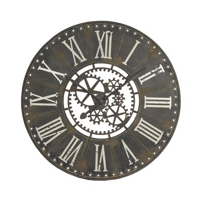 Horloge industrielle ronde 91 cm en fer noir