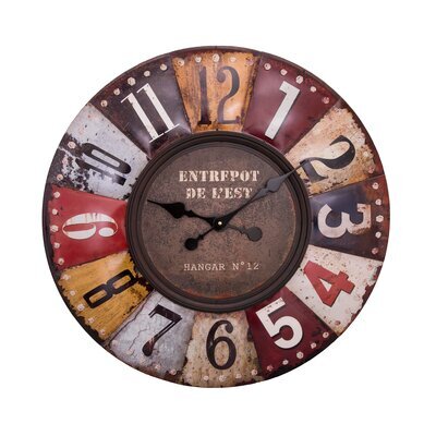 Horloge industrielle 70 cm en fer multicolore