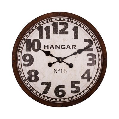 Horloge Hangar ronde 58 cm en métal marron vieilli