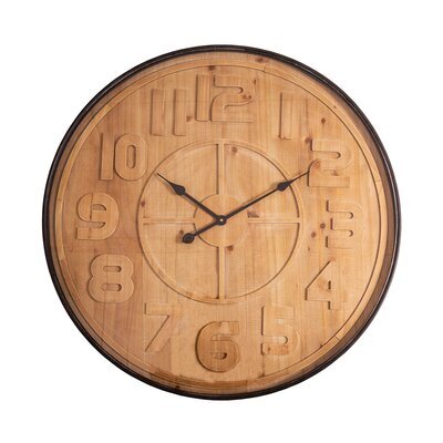 Horloge ronde 80 cm en bois et métal