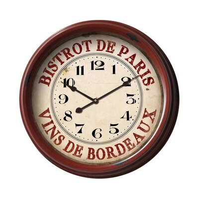 Horloge Bistrot de Paris 50 cm en verre et métal rouge